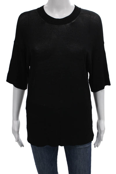 Joseph Women Basic Black Viscose Crew Neck Short Sleeve T-Shirt Size S