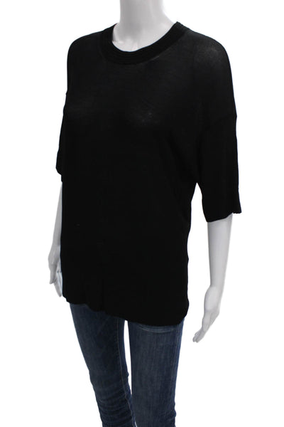 Joseph Women Basic Black Viscose Crew Neck Short Sleeve T-Shirt Size S