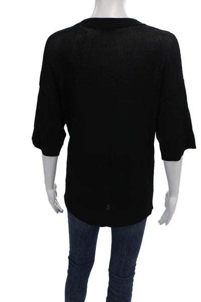 Joseph Women Basic Black Viscose Crew Neck Short Sleeve T-Shirt Size S