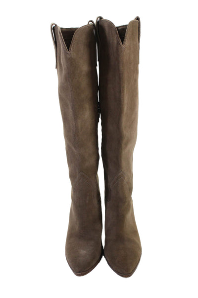 Blondo Womens Suede Block Heels Knee High Boots Shoes Brown Size 9.5
