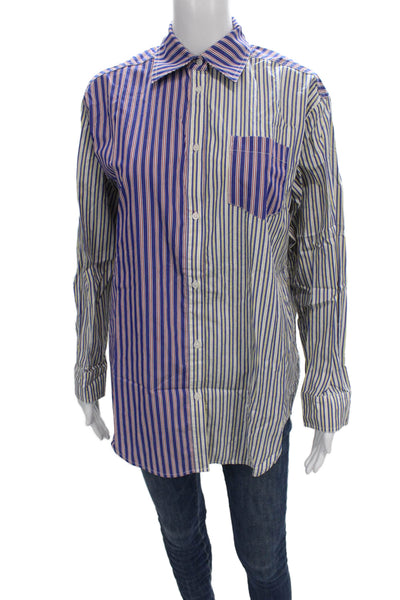 Solid & Striped Women Striped Collared Long Sleeve Rayon Button-Up Size XS