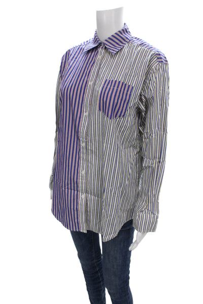 Solid & Striped Women Striped Collared Long Sleeve Rayon Button-Up Size XS