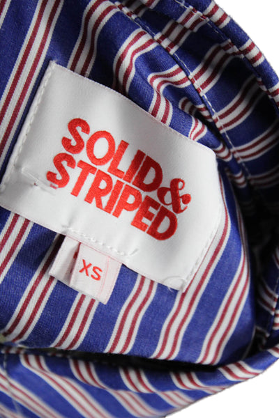 Solid & Striped Women Striped Collared Long Sleeve Rayon Button-Up Size XS