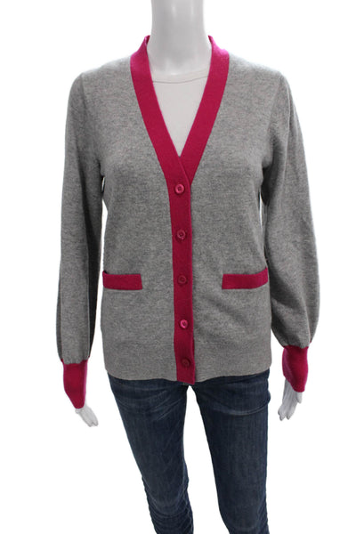 Kate Spade Women Cashmere V Neck Gray Cardigan Long Sleeve Size S