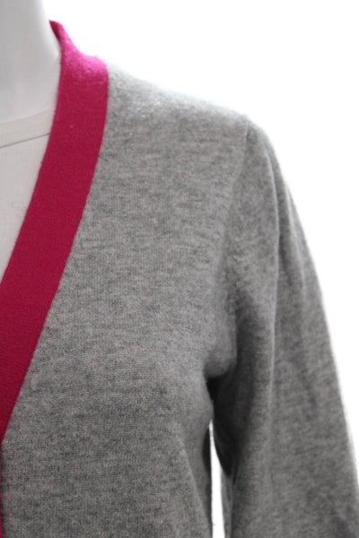Kate Spade Women Cashmere V Neck Gray Cardigan Long Sleeve Size S