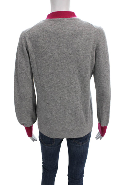 Kate Spade Women Cashmere V Neck Gray Cardigan Long Sleeve Size S