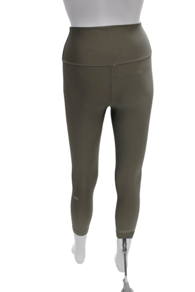 Alo Womens Green Capri Leggings Nylon Blend Athleisure Size S