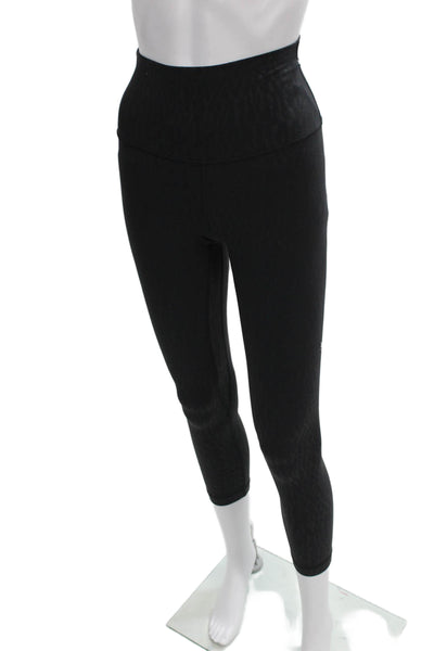 Lululemon Womens Capri Leggings Black Animal Print Nylon Blend Size 4