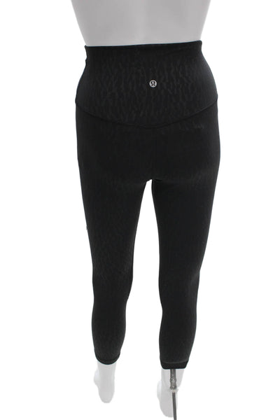 Lululemon Womens Capri Leggings Black Animal Print Nylon Blend Size 4