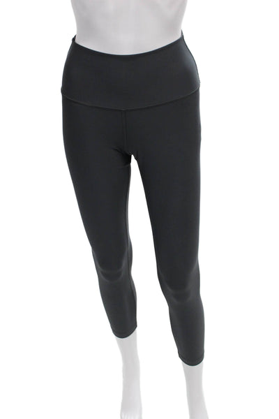 Alo Women Capri Leggings Gray Solid Sports Fall Size S