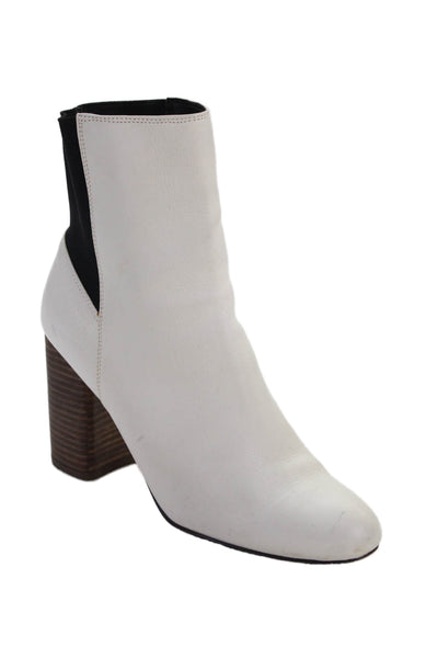 Dolce Vita Womens Leather Stretch Back Ankle Boots White Black Size 10