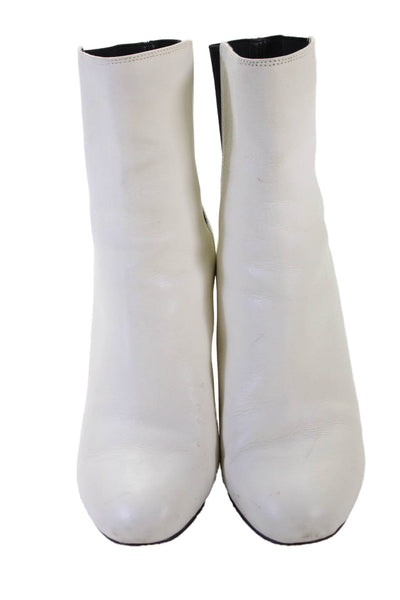 Dolce Vita Womens Leather Stretch Back Ankle Boots White Black Size 10