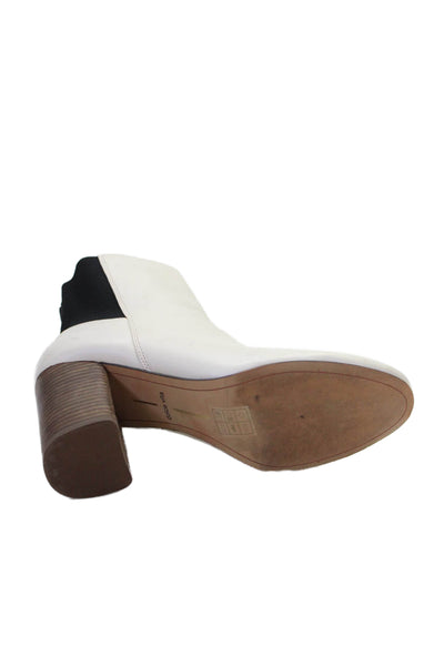 Dolce Vita Womens Leather Stretch Back Ankle Boots White Black Size 10