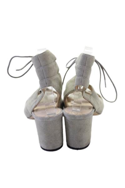 Nine West Womens Suede Lace Up Slingbacks Sandal Heels Grey Size 9.5 Medium