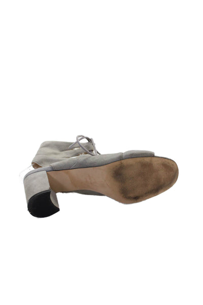 Nine West Womens Suede Lace Up Slingbacks Sandal Heels Grey Size 9.5 Medium