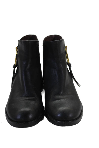 See by Chloe Women's Leather Round Toe Ankle Boots Black Size 37.5