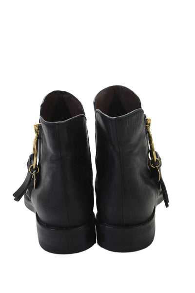 See by Chloe Women's Leather Round Toe Ankle Boots Black Size 37.5