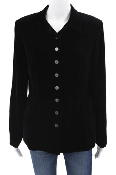 Margaret OLeary Womens Black Rayon Collared Jacket Long Sleeve Size M