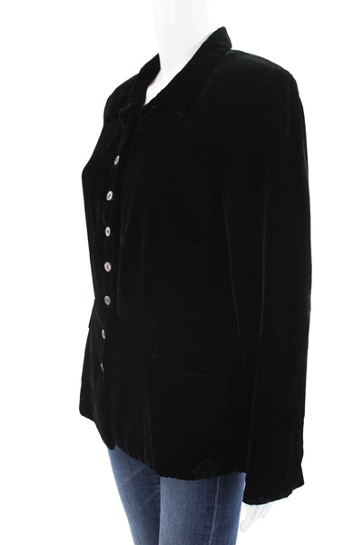Margaret OLeary Womens Black Rayon Collared Jacket Long Sleeve Size M