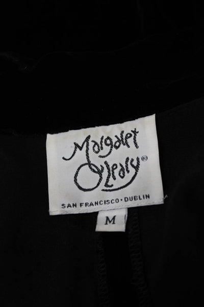 Margaret OLeary Womens Black Rayon Collared Jacket Long Sleeve Size M