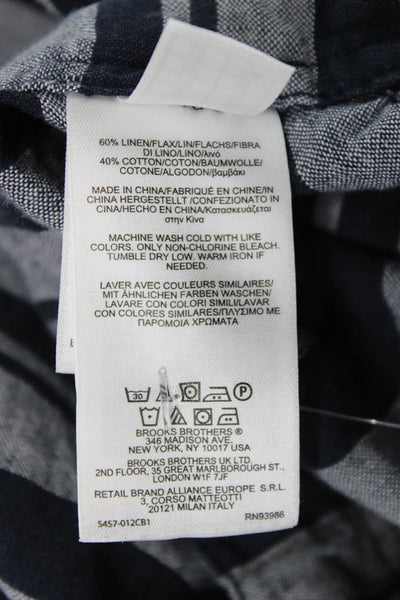 346 Brooks Brothers Women Striped Blue Linen Cotton Pants 28 Inseam Size 8