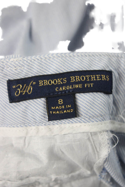 Brooks Brothers Women Dress Pants Blue Striped Cotton Zip Size 8