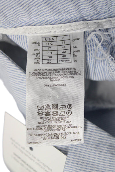 Brooks Brothers Women Dress Pants Blue Striped Cotton Zip Size 8