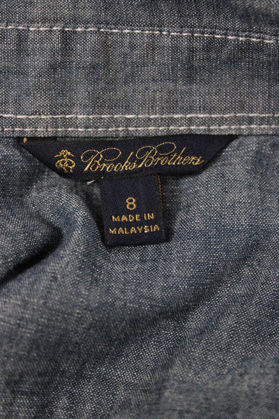 Brooks Brothers Women Shirt Dress Blue Cotton Long Sleeve Maxi Size 8