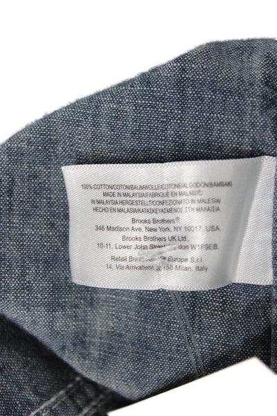 Brooks Brothers Women Shirt Dress Blue Cotton Long Sleeve Maxi Size 8