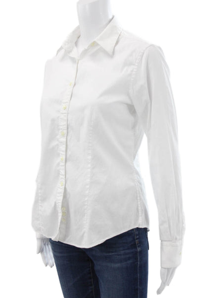 Brooks Brothers Women Button Down White Cotton Long Sleeve Size 8