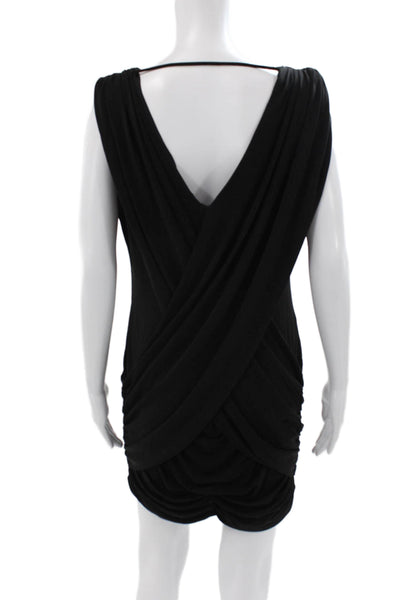 BCBGMAXAZRIA Womens Black Bodycon Dress V-Neck Sleeveless Acetate Size L