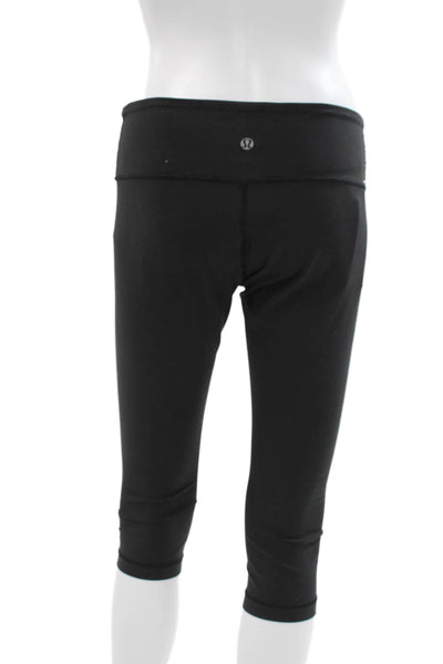 Lululemon Womens Capri Leggings Black Nylon Blend Pull On Athletic Size 4