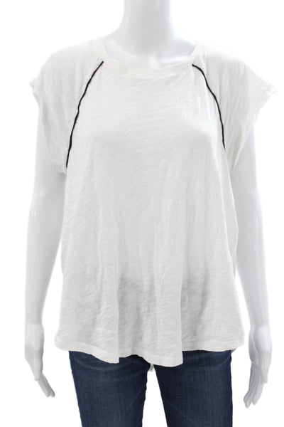 ATM Womens Basic Cotton Short Sleeve Round Neck T-Shirt White Size XL