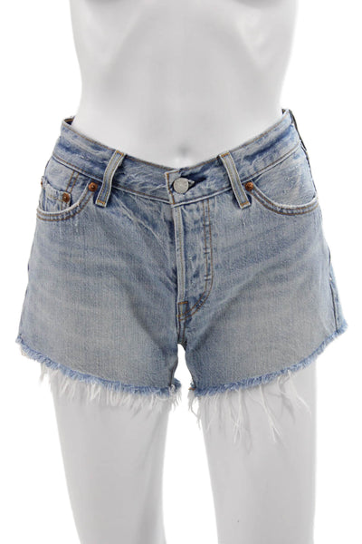 Levi Strauss & Co Women Cut-Off Blue Cotton Shorts Size 25