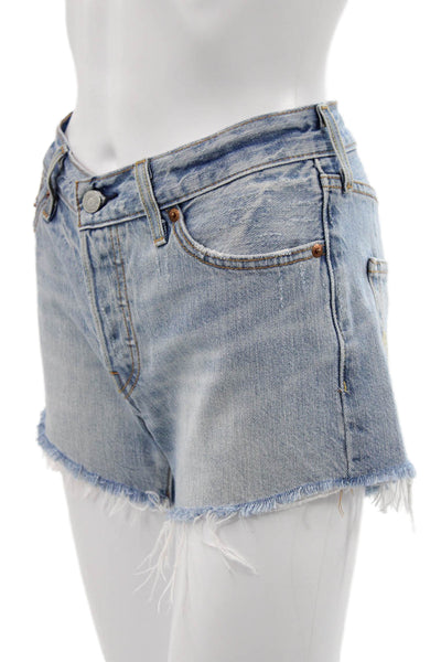 Levi Strauss & Co Women Cut-Off Blue Cotton Shorts Size 25