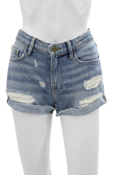 Frame Denim Women Cut-Off Blue Cotton Shorts Size 24