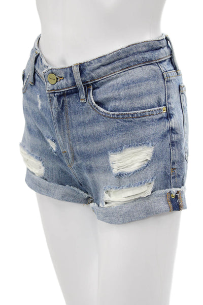 Frame Denim Women Cut-Off Blue Cotton Shorts Size 24