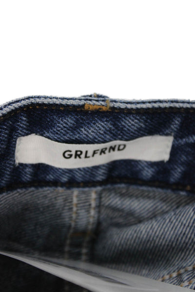 Grlfrnd Women Cut-Off Shorts Blue 100% Cotton Button Size 24