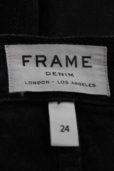 Frame Womens Cut-Off Black Cotton Button Shorts Size 24