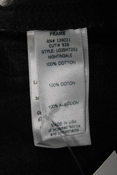 Frame Womens Cut-Off Black Cotton Button Shorts Size 24