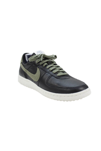 Nike Men's Leather Lace Up Trainer Sneakers Black/Green Size 12