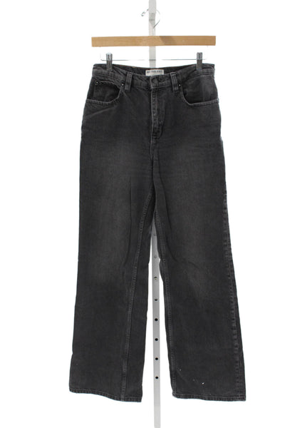 We The Free Women Black Wide-Leg Jeans Button Size 27