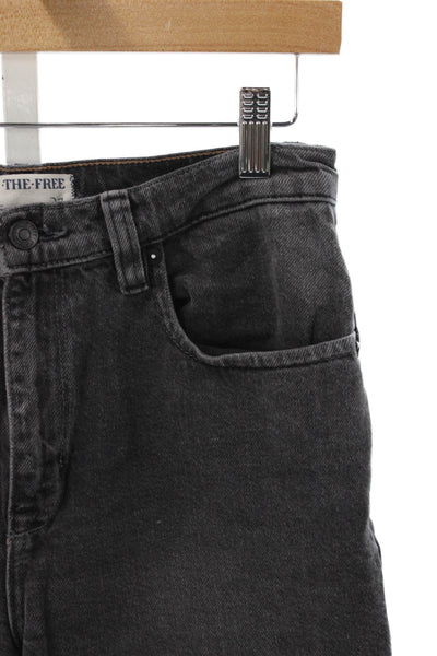 We The Free Women Black Wide-Leg Jeans Button Size 27