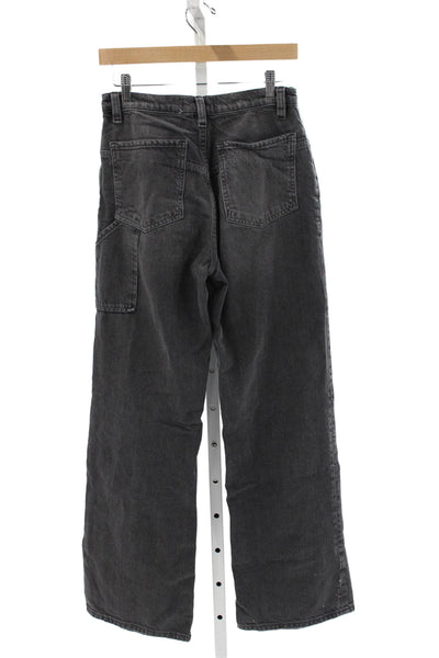 We The Free Women Black Wide-Leg Jeans Button Size 27