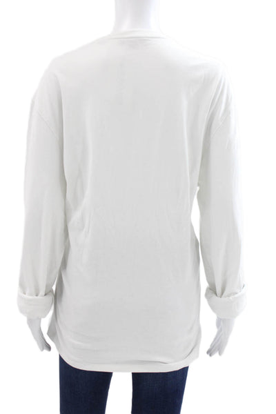 Vince Womens Basic Crew Neck Cotton Long Sleeve T-Shirt White Size XL