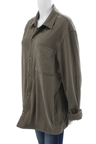 Vince Mens Button Down Long Sleeve Collared Green Cotton Shirt Size XL