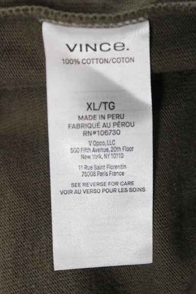 Vince Mens Button Down Long Sleeve Collared Green Cotton Shirt Size XL
