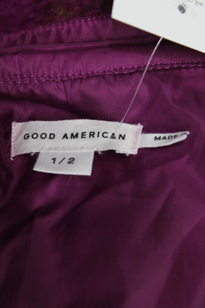 Good American Women Basic Long Sleeve Plaid Purple Polyester Jacket Size 1