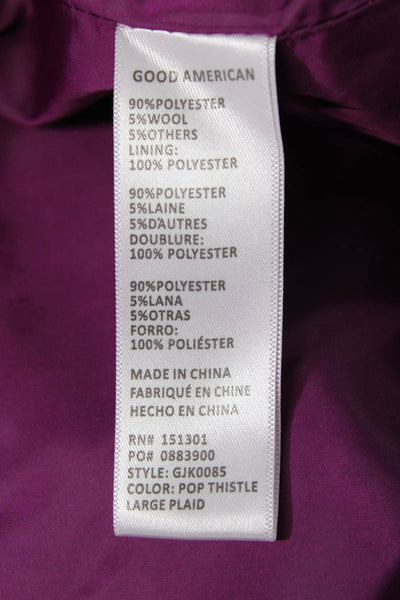 Good American Women Basic Long Sleeve Plaid Purple Polyester Jacket Size 1