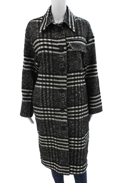 SF/ Z/ O Womens Plaid Virgin Wool Coat Black Button Closure Size M